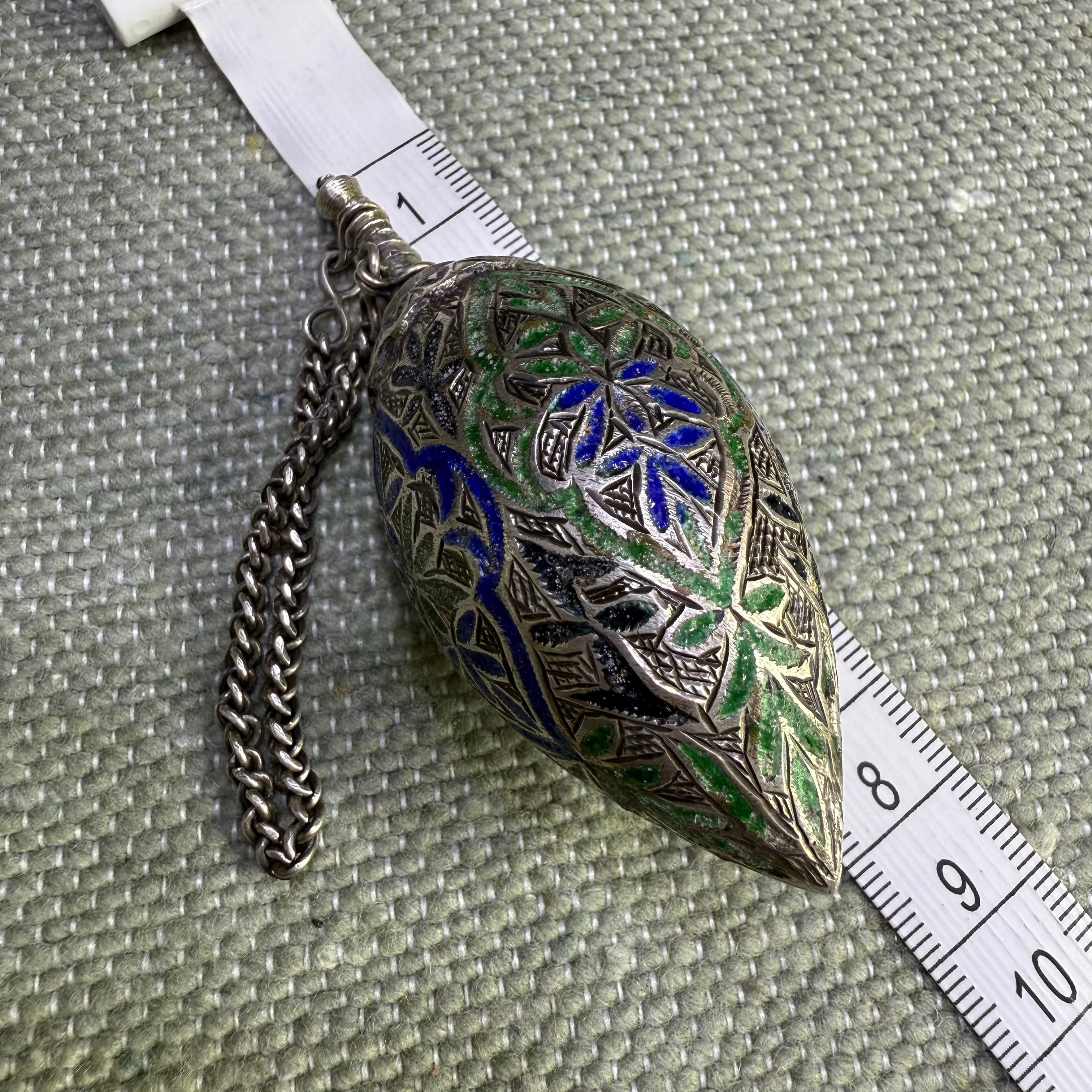 Old Enamelled Silver Kohl Flask
