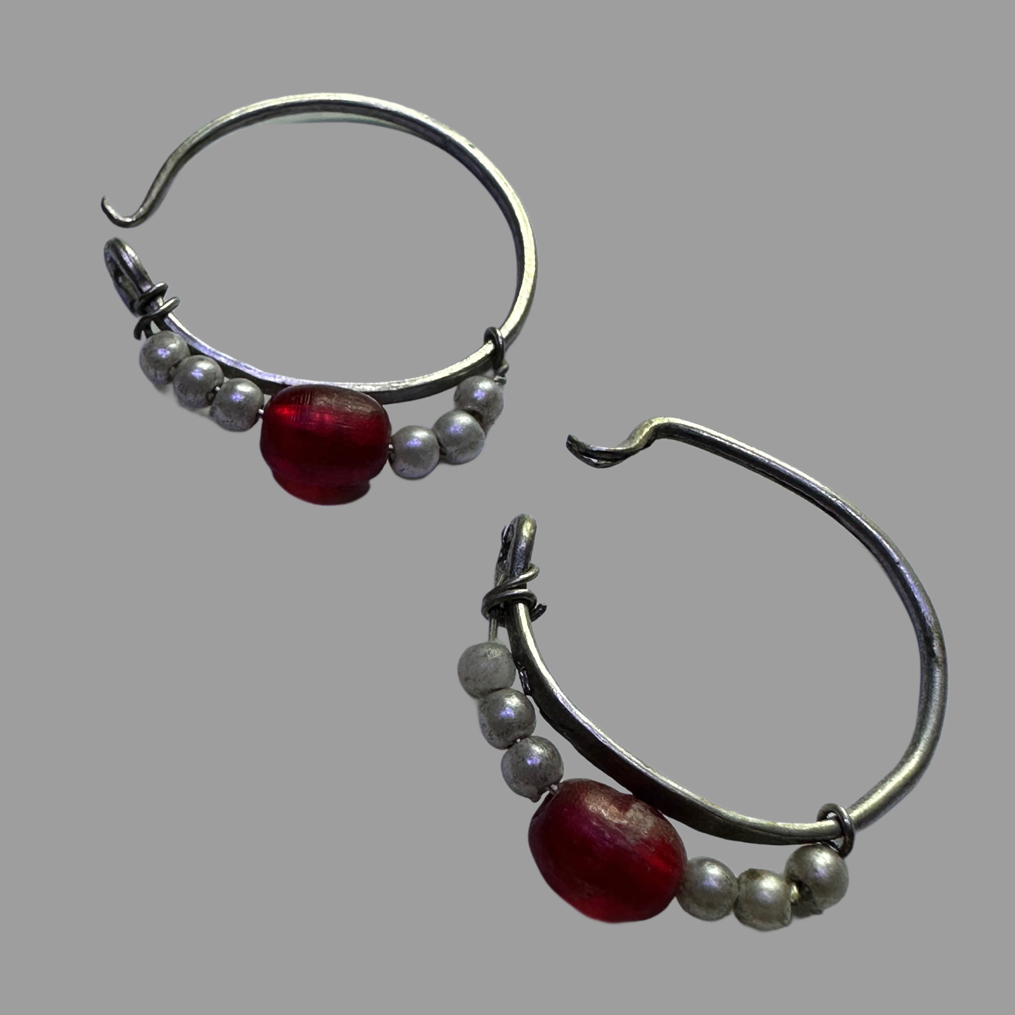 Moroccan moon silver and ruby good hoops