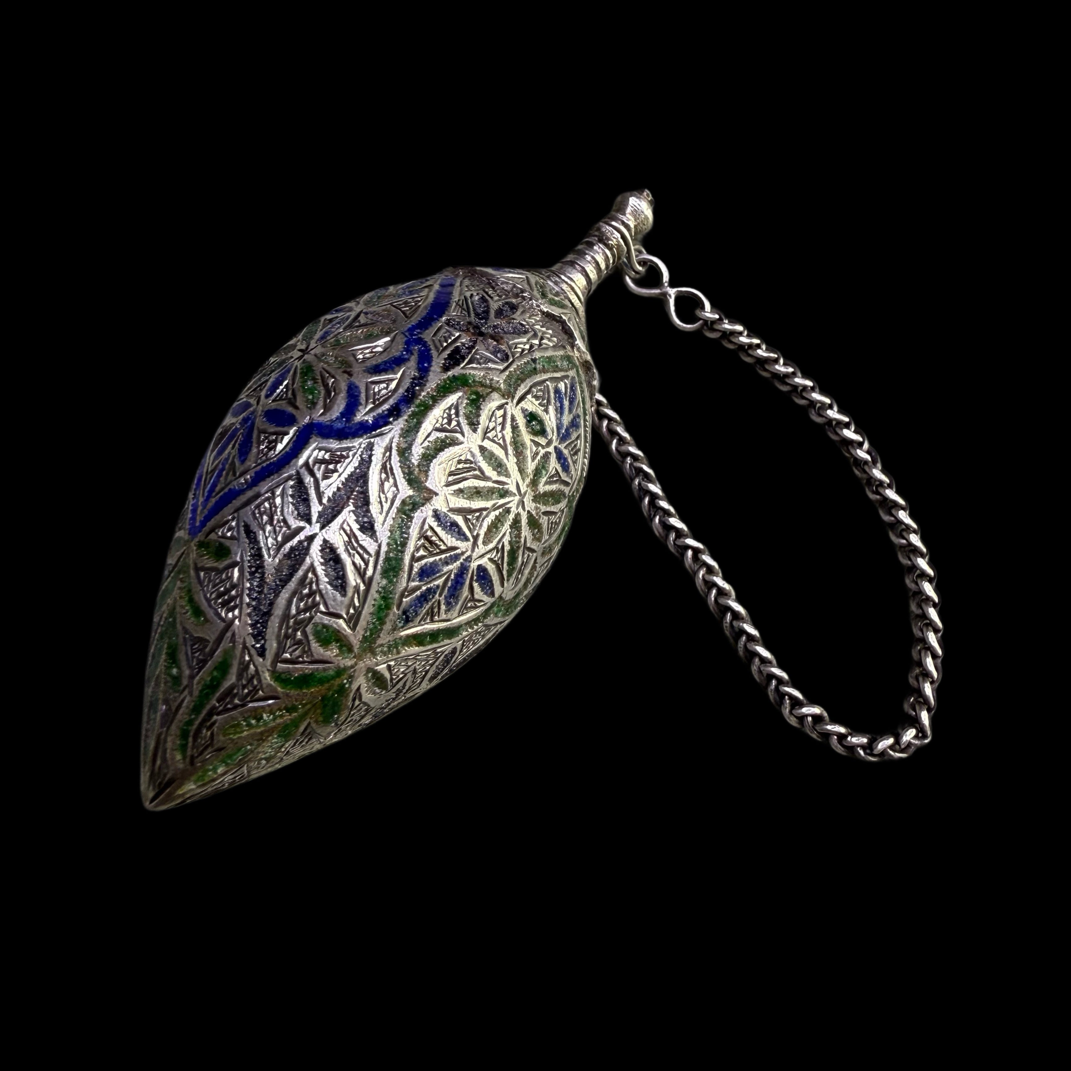 Old Enamelled Silver Kohl Flask
