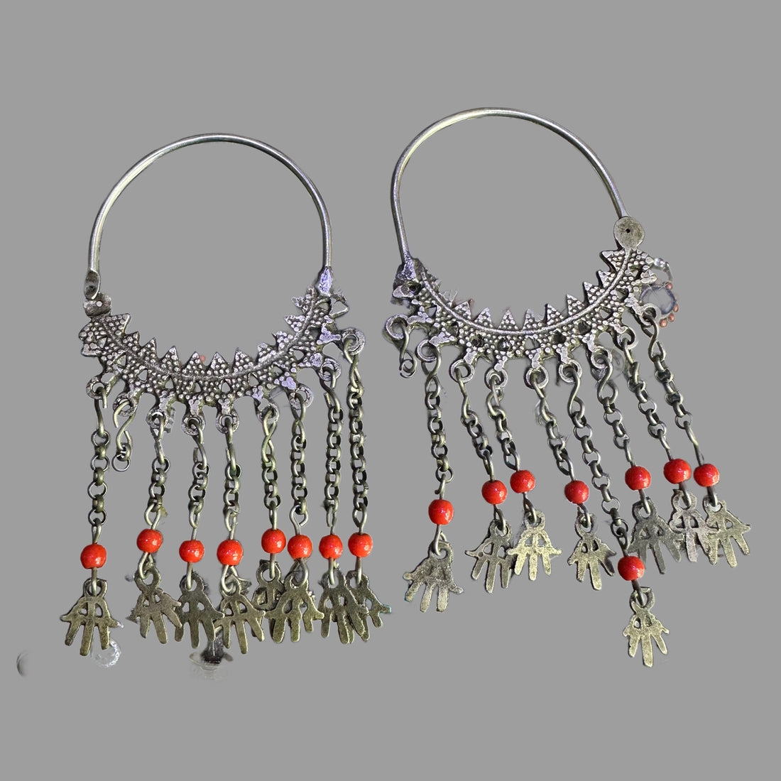 Lovely old silver Earrings from Aures, Algeria. 51g. 5,5 x 11 CM