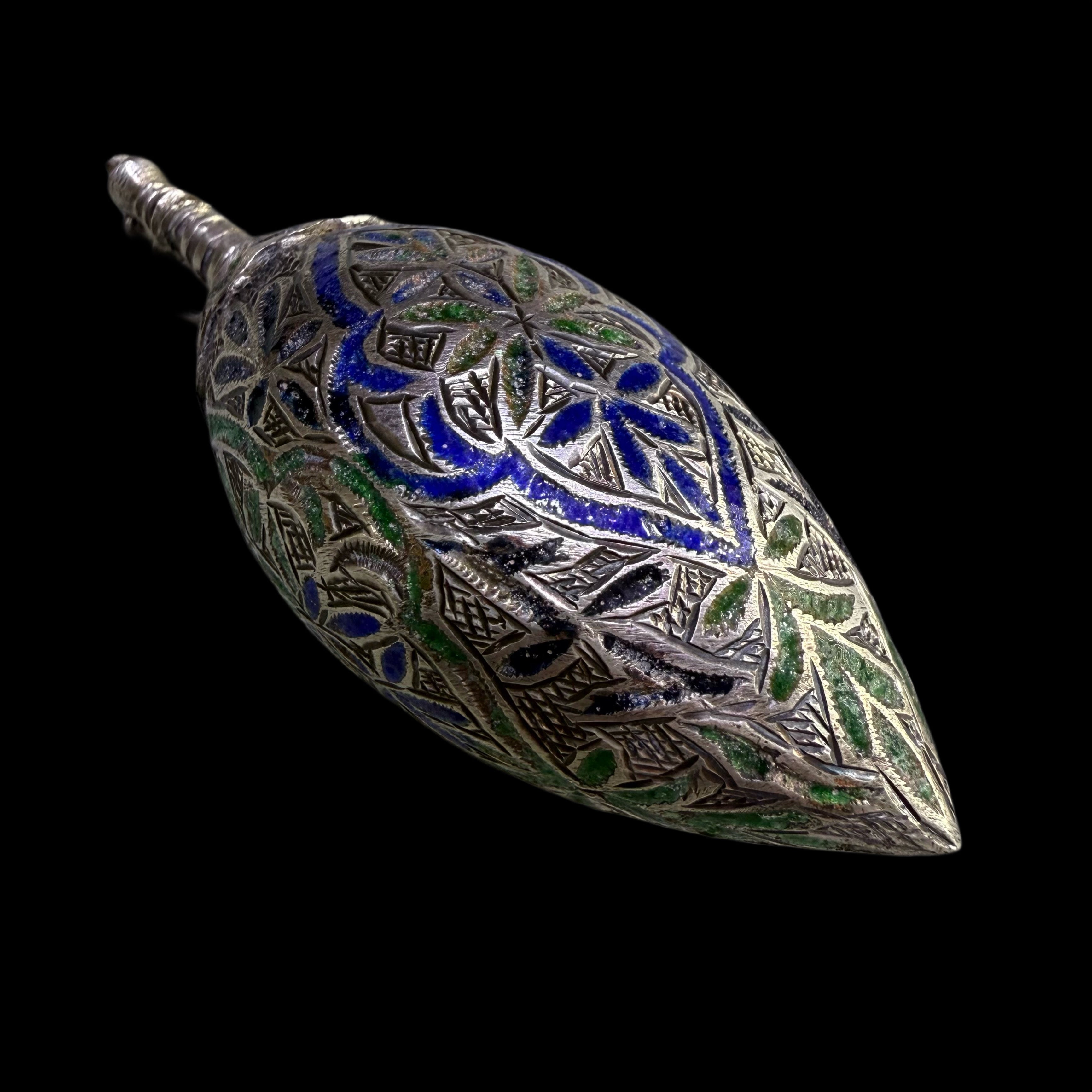 Old Enamelled Silver Kohl Flask